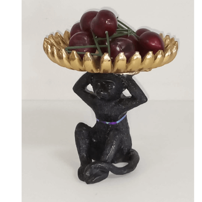 Resin Monkey Banana Bowl Small - Black and Gold